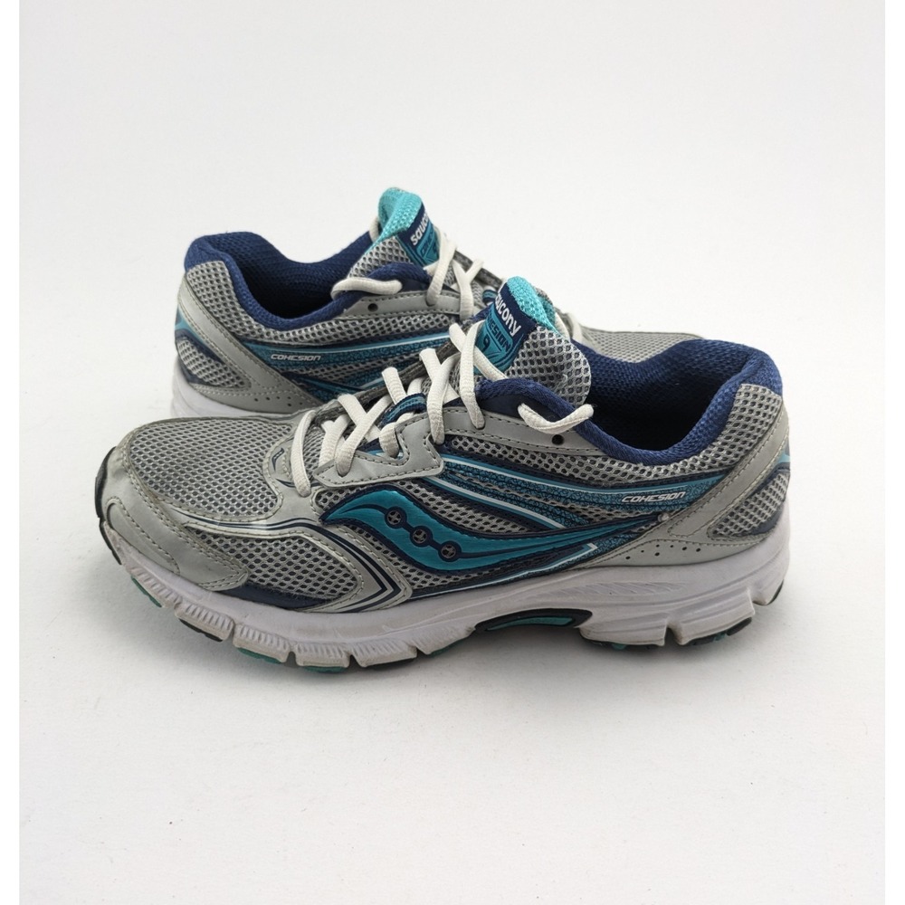 Womens Saucony Cohesion 9 Teal Silver Textile Running‎ Shoes S15262-1 Size 8.5